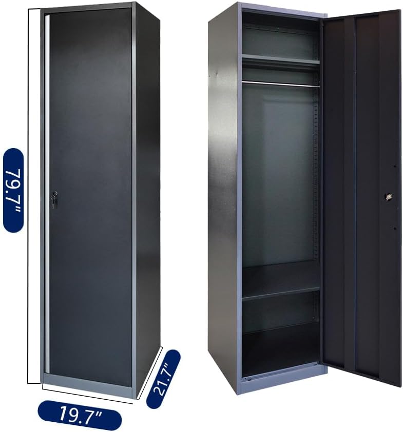 Garage Storage Cabinet Set System with Wooden Tabletop, Included Tool Cart, for Workshop Basement Utility Room