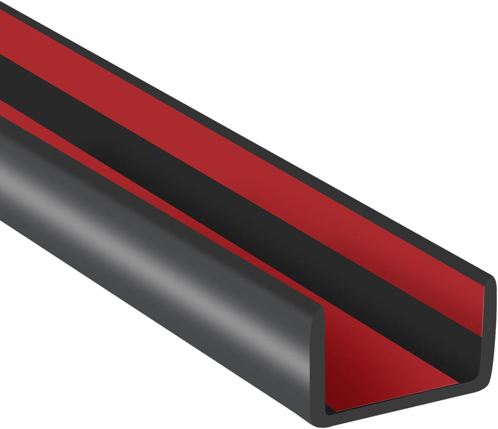 Rubber Edge Trim, 1/2" Self Adhesive Flexible U Channel Edge Protecter for Plywood, Tables, Desks, Cabinets, Counter Top, Wide U Shaped Edge Trim, Edge Banding, Black Color, 20Ft