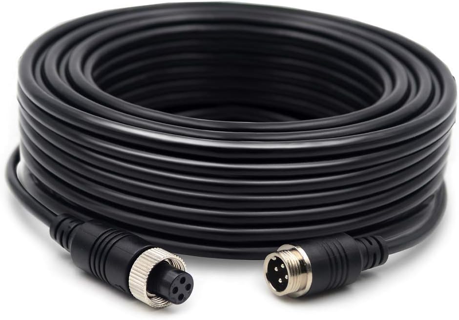 67FT Backup Camera Wire,Car Video Systems,Shock Extension,4Pin Aviation Video Extension Cable CCTV Rear View Camera(67FT/20m)