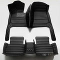 Custom Artificial Leather Waterproof All-Weather Car Floor Mats Fit for 99% Sedan SUV Sports Car Vehicle Car Mat (Black Black Stripe)