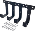 4 PCS black heavy duty metal flat j hooks for hanging 260 lbs,wall mount hooks,plant hanger large steel utility masonry industrial hook for Hanging Garage Storage Home Office Gym Sports Equipment(L)