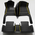 Custom Artificial Leather Waterproof All-Weather Car Floor Mats Fit for 99% Sedan SUV Sports Car Vehicle Car Mat (Black Yellow bar)