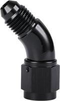 45 Degree 4AN Male to 4AN Female Swivel Full Flow Fitting Adapter Coupler Aluminum Black