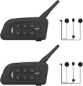 MIMIRACLE V4 Plus Motorcycle Helmet Bluetooth Intercom Headset, Up to 4 Riders 1500M IP65 Waterproof Motorbike Communication System for Skiing/ATV/Off Road -2 Pack