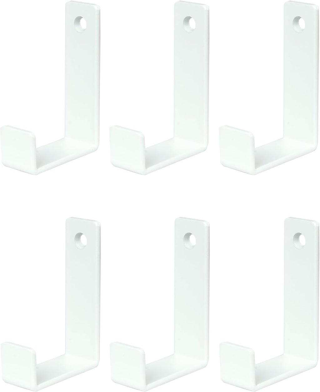 6 Pack Heavy Duty Steel Essential Style Wall Hooks for Indoors & Outdoors (White J Hook)