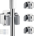 3PCS Broom and Mop Holder, Heavy Duty Garden Tool Organizer Rack Rake and Shovel Handle, Stainless Steel Mop Hanger. Wall Mounted Utility Rack with Screws, Silver.
