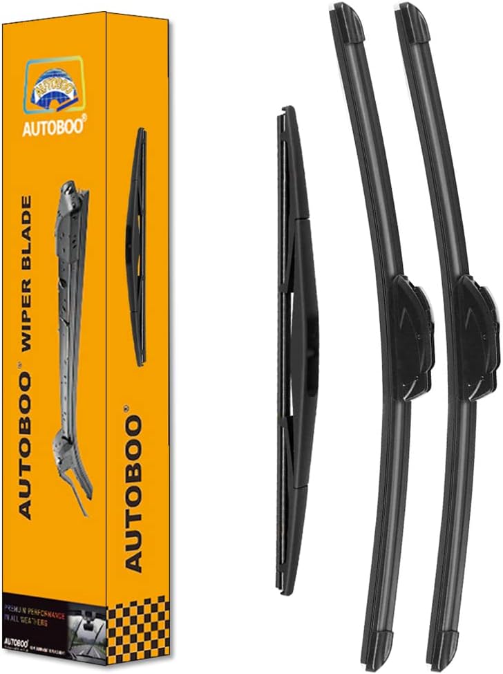 AUTOBOO 16"+16" Windshield Wipers with 12 Inch Rear Wiper Blade Replacement for Jeep wrangler JL 2018 2019 2020 2021 2022 2023-Original Factory Quality (Pack of 3)
