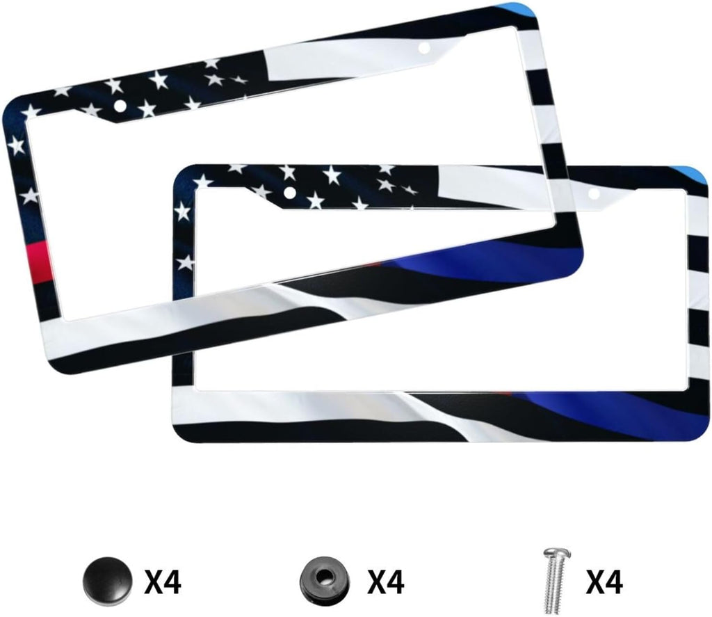 American Flag License Plate Frame American Flag License Plate Holder American Flag Eagle License Plate Frame Covers US Car Tag Frame Stainless Aluminum 2 Pack 2 Holes Decorative 2 Pcs Set for Men