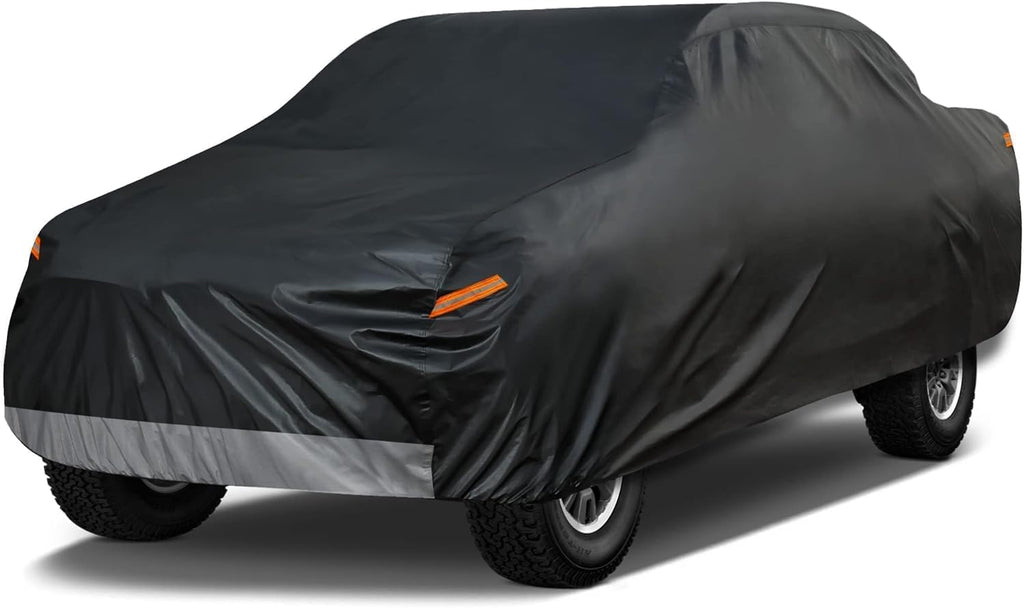 Kayme 7 Layers Truck Cover Waterproof All Weather, Heavy Duty Outdoor Pickup Cover Sun Uv Rain Protection, Universal Fit (Length Up to 240 inch) XL+.Black