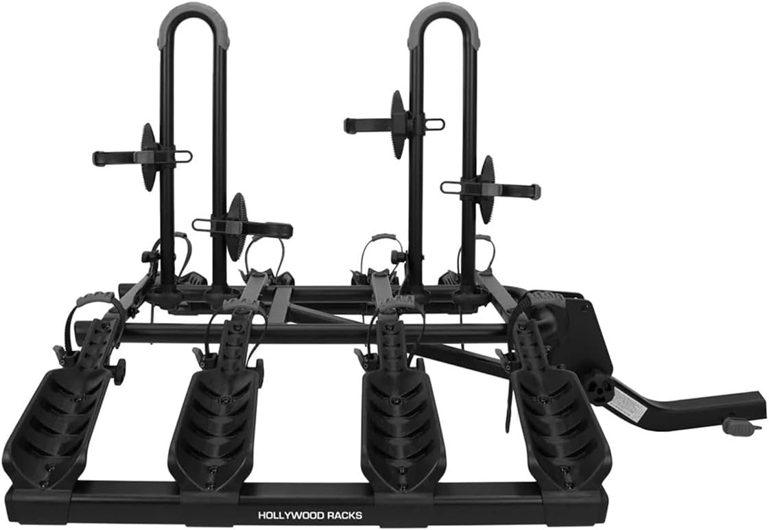 Hollywood Racks Destination 4 Hitch Bike Rack, Lightweight, Black - Platform Style Bike Rack for Car Carries up to 4 Bikes for Safe, Secure Transport - Fits Most Bike Styles, Sizes and Models