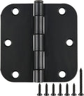 48 Pack Rounded Matte Black Door Hinges 3.5 Inch 5/8" Radius for Interior 3 1/2" Flat Iron Bifold Residential Standard Bedroom Indoor for Doors 3 ½"Hardware House Home Decor Essentials Accessories