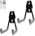2 Pack Garage Storage Utility Hooks，Garage Garden Tool Organizer，Steel Wall Mount Hooks, Garden Small U Hooks (Black) (Gray)