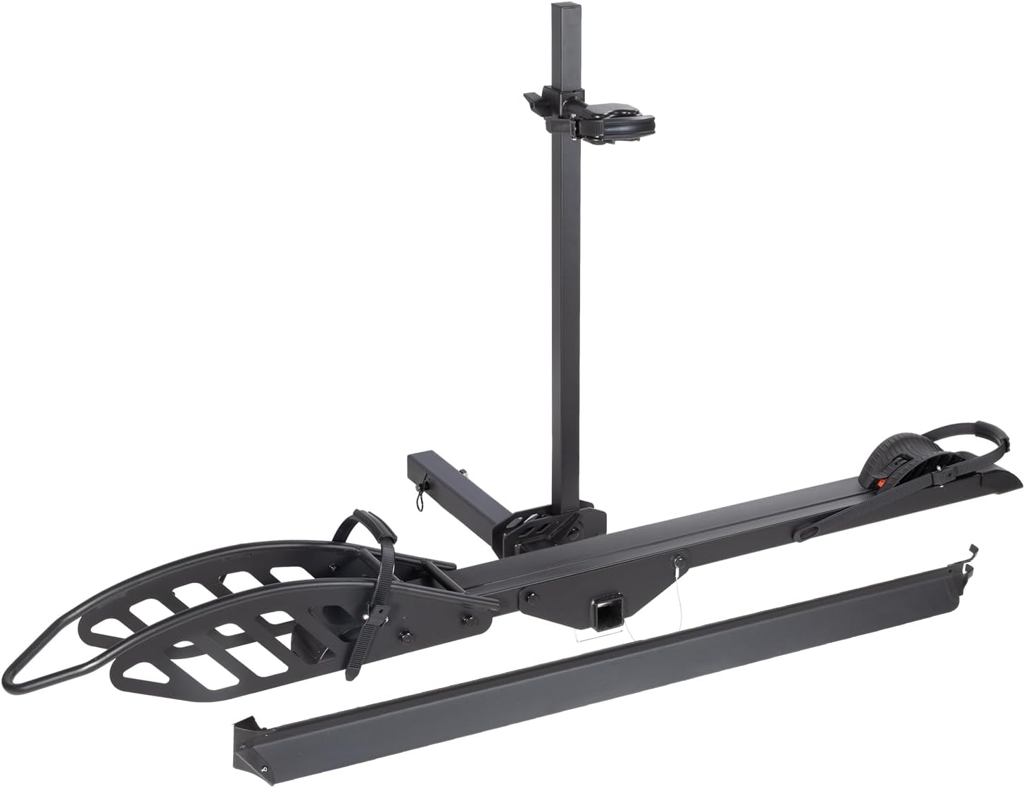 CyberRack E1 Hitch 1-EBike Rack with Ramp,100 lbs Capacity Single Mount Platform Style, Fits Up to 5-inch Fat Tire E-Bike Carrier Rack for 2inch Receiver Cars Trucks SUVs Minivans RV, Trailer