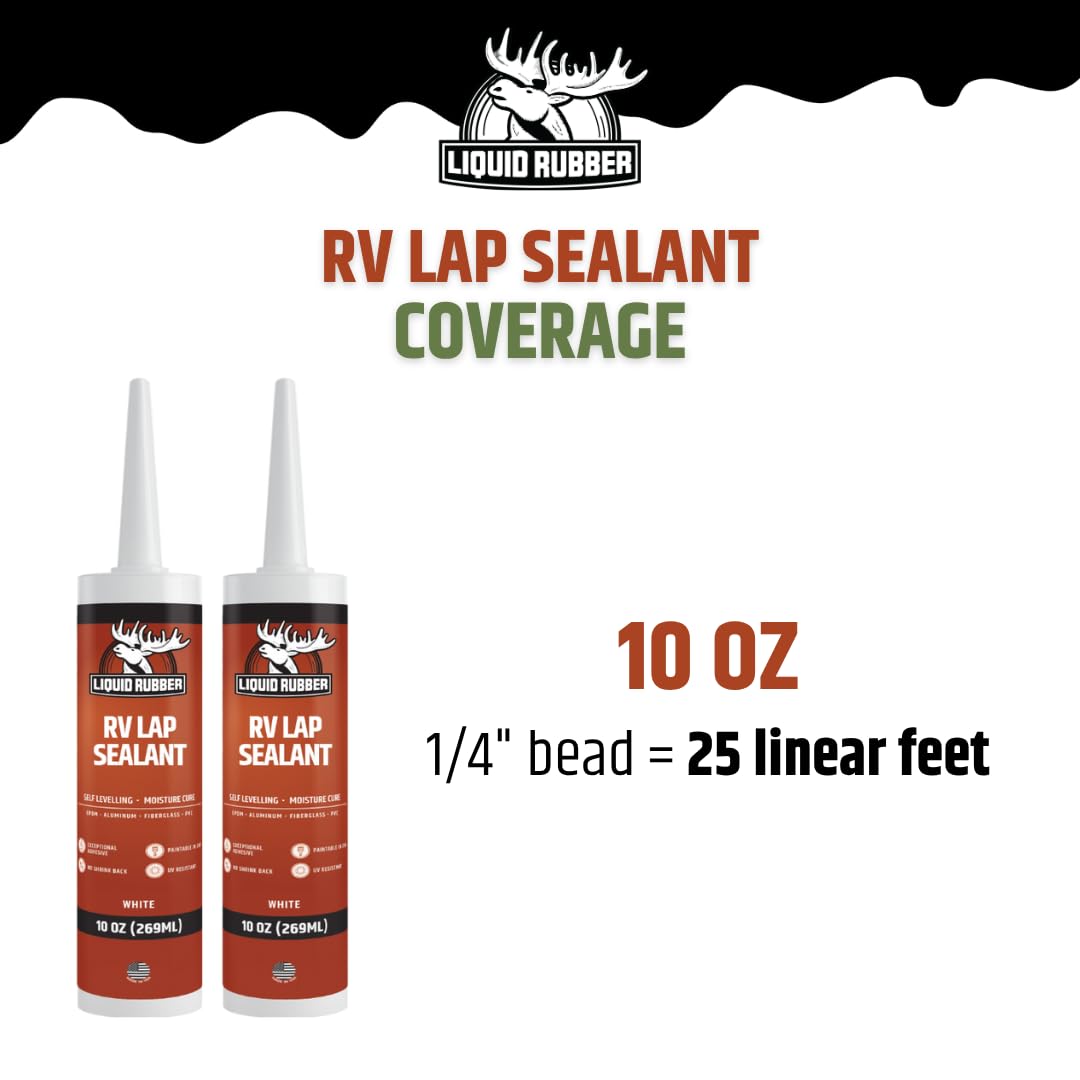 Liquid Rubber RV Lap Sealant, White, 2 Pack