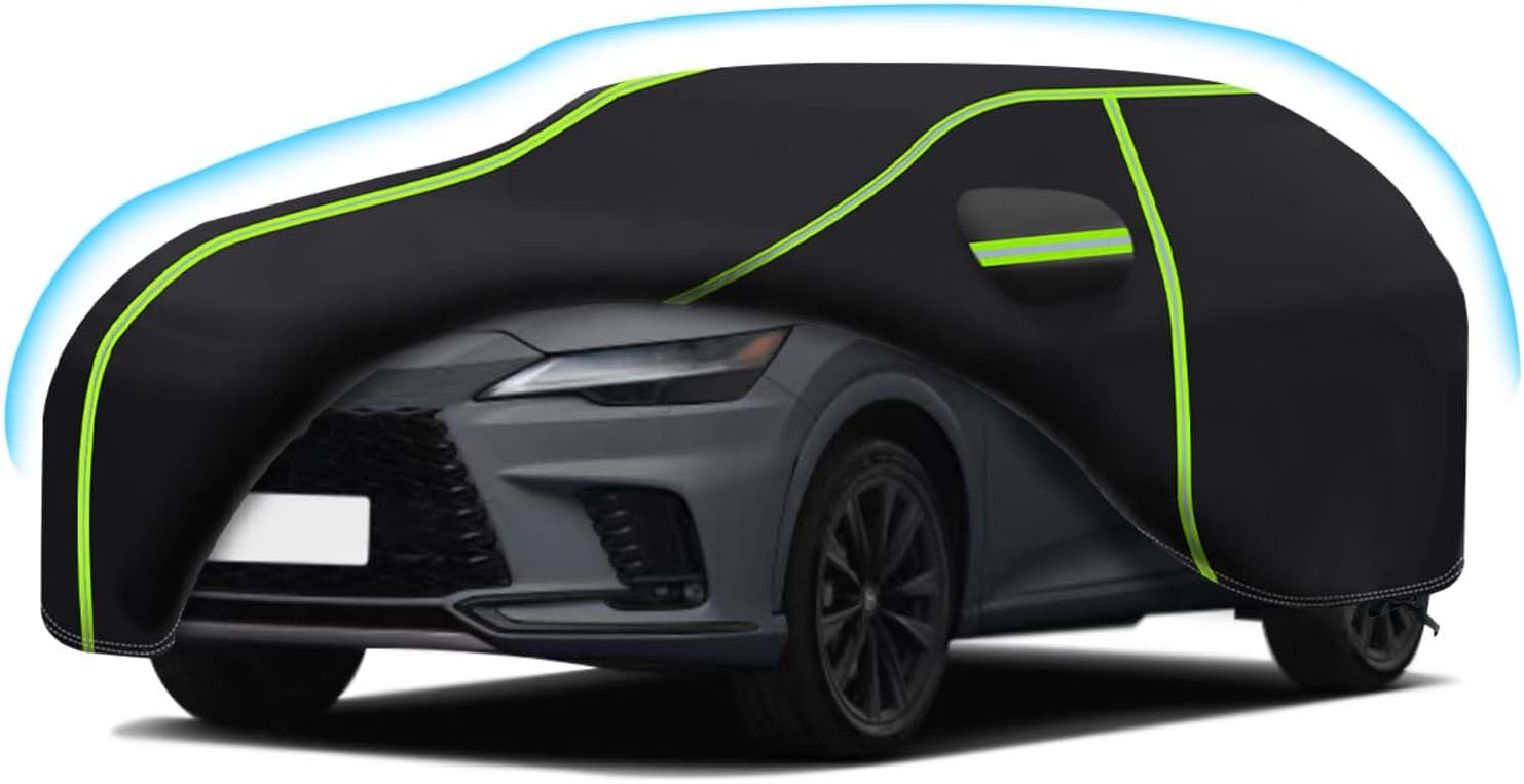 Car Cover for 2015-2024 RX350 RX450 RX500，PEVA Full Car Cover –Adding Cotton Protection, All-Weather UV, Dust, Snow Protection – Windproof Outdoor/Indoor Cover with Door Zipper