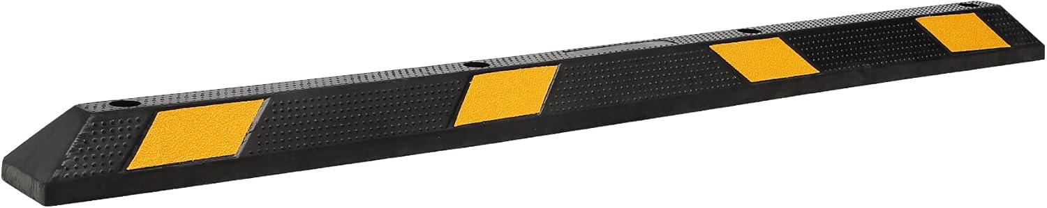 Pack of 2-72" Parking Stoppers for Garage, Heavy Duty Rubber Parking Curb with Reflective Stripe, Garage Floor Wheel Stopper for Car Vehicles Truck, Installation Kit Included