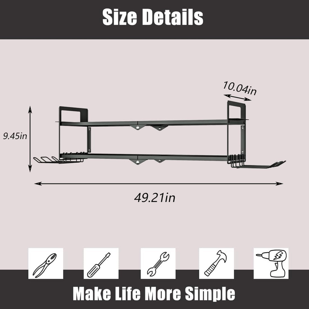 AZERPIAN Heavy Duty Power Tool Organizer Wall Mount for Drill and Cordless Tools Heavy Duty Rack for Garage Organization Workshop Pegboard (2 Layers 4 Slots)