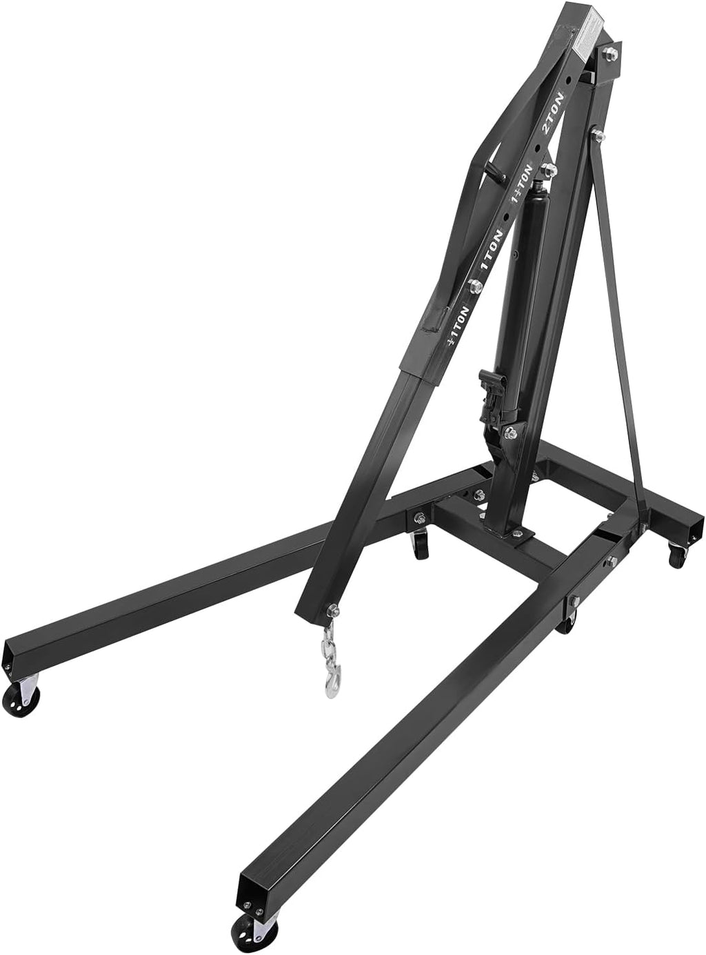 Folding Engine Crane 1 Ton Folding Engine Hoist 2200lbs Heavy Duty Hydraulic Pickup Truck Crane with 6 Iron Caster Wheels for Garage, Workshop - 2 Package