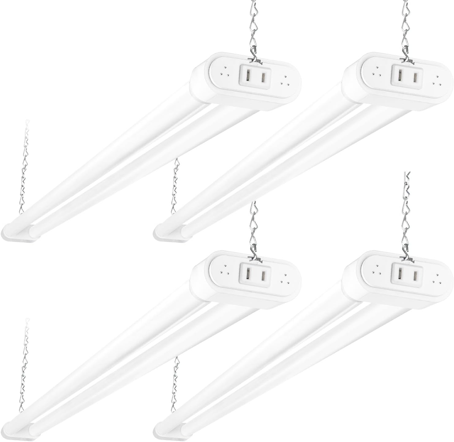 hykolity 4 Pack Linkable LED Shop Light, 4FT 44W [300W Equivalent], 4600lm, 5000K Daylight, Plug-in Utility Light Fixture, Hanging or Surface Mount, White - Energy Efficient Lighting Solution