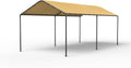 GOJOOASIS 10x20 Carport Heavy Duty Portable Garage Shelter Metal Car Canopy Tent with UV-Resistant & Weatherproof Top Cover for RV & Vehicles (Yellow, 10x20 Without sidewalls)