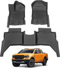 ANBINGO®-Car Mats Custom for Ford Ranger 2024-2019 (SuperCrew Cab) All Weather for Ford Ranger Floor Mats Protection TPE Waterproof Ranger Car Floor Liners, for 2024 Ranger Accessories