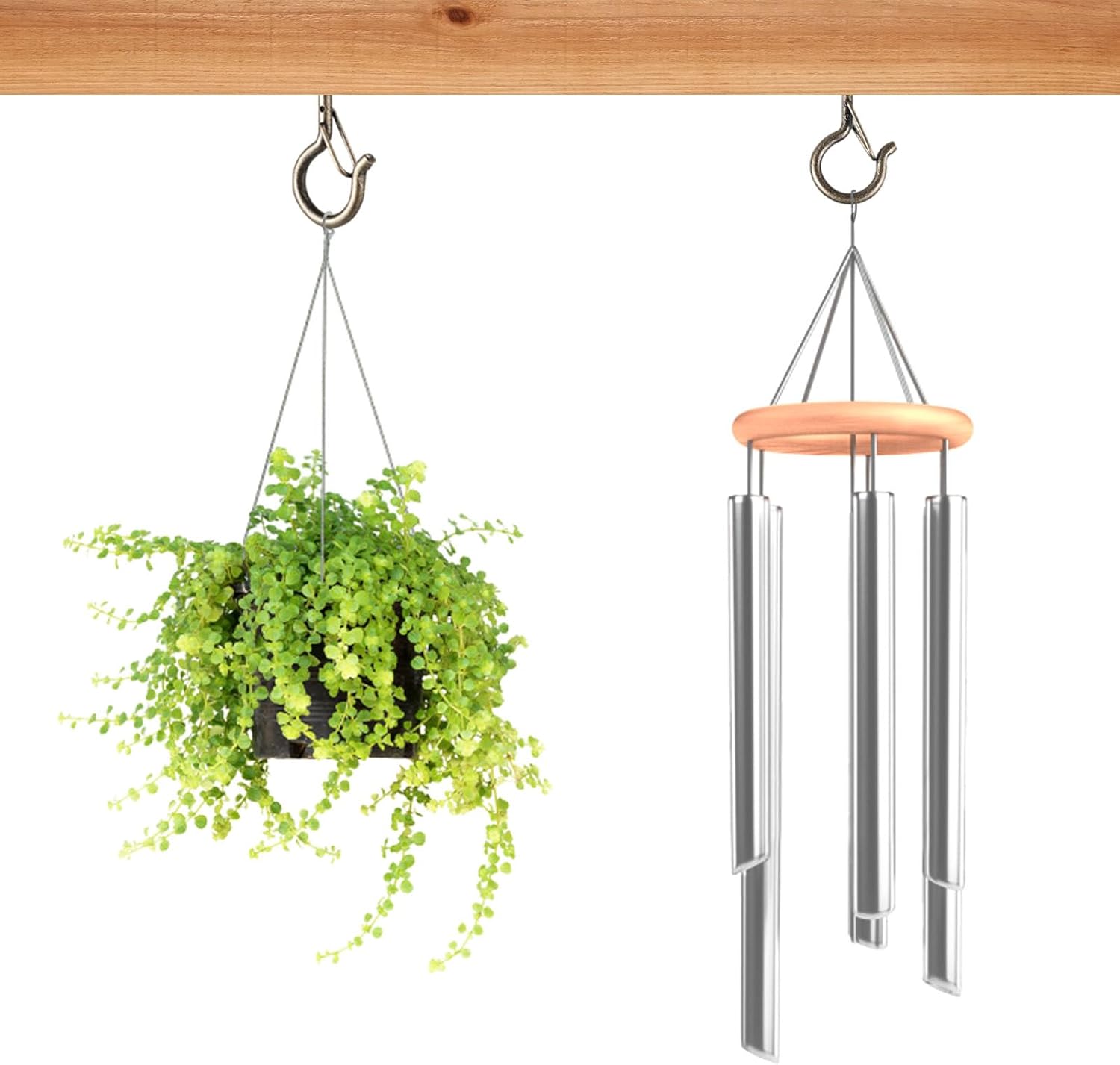 48 PCS Q-Hanger Hooks, Screw Hooks for Outdoor String Lights, Safety Buckle Design Cup Eye Hook for Hanging Christmas Lights, Plants, Mounted on Wall Ceiling, Include 1 Wing Nut Driver, Copper
