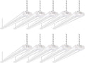 hykolity 10 Pack 4FT Linkable LED Shop Light for Garage, 6500lm, 4FT 60W Utility Light Fixture, 5000K Daylight LED Workbench Bay Lighting with Plug, Hanging or Surface Mount, White - ETL