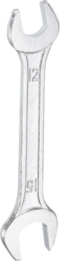HARFINGTON Double Open End Wrench 12mm x 15mm Metric 15 Degree Offset Angle Small Flat Head Wrench Galvanizing Open Ended Spanner for Automotive Repair Furniture Assembly