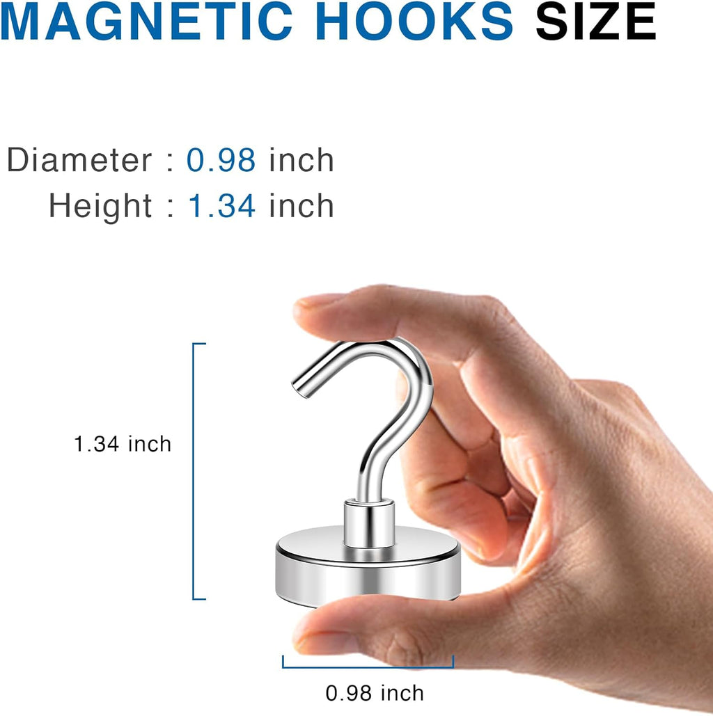LOVIMAG Magnetic Hooks Havy Duty, 80LBS Strong Magnetic Hooks for Refrigerator, Neodymium Magnet Hooks for Hainging,Magnetic Hanger for Wall, Locker, Cruise Cabins, Grill, Metal Door- 6 Pack