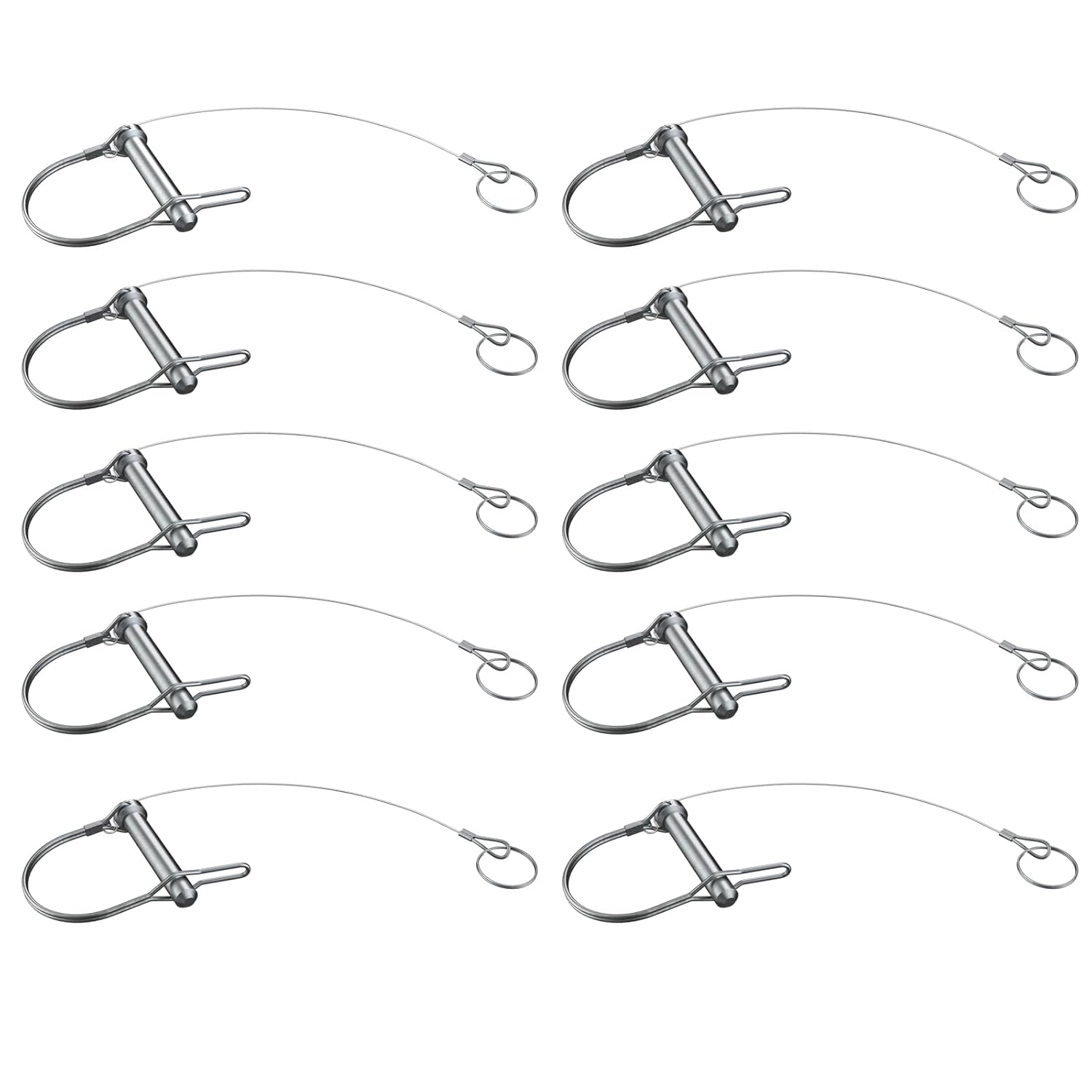 10Pcs Trailer Coupler Pin 5/16x 1-3/4（WxL） Prevents Loss Trailer Hitch Locking Pin with Plastic Coating Tether Steel Quick Release Ring for Shaft Trailer Tongue