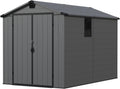 Patiowell 6x10 FT Outdoor Plastic Storage Shed with Floor - Lockable Resin Tool Shed, 2 Windows, Easy Assembly for Garden/Backyard (Dark Grey)