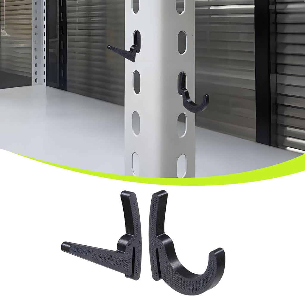 HUIKANGSHENG 16 Pcs L-Hooks & J-Hooks for Garage Shelving & Industrial Storage Racks, UV-Resistant, Supports Up to 40 lbs,Compatible with Keyhole Slots