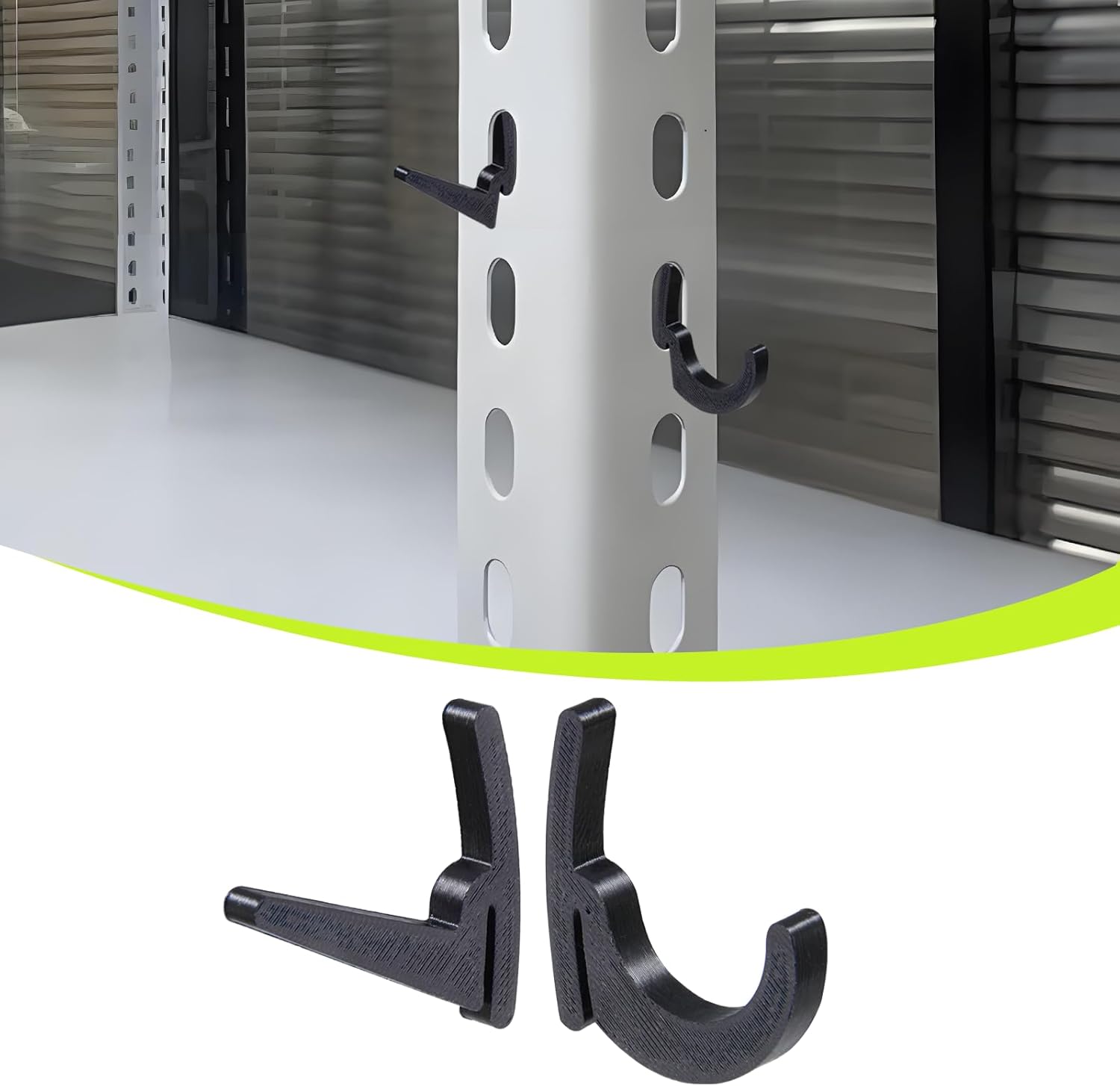 HUIKANGSHENG 16 Pcs L-Hooks & J-Hooks for Garage Shelving & Industrial Storage Racks, UV-Resistant, Supports Up to 40 lbs,Compatible with Keyhole Slots