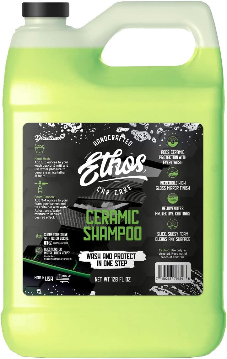 Ceramic Car Shampoo - Car Wash For Ceramic Coatings - Car Wash Soap - Adds Hydrophobic Protection | Enhances Ceramic Coatings, Waxes Or Sealants | Incredible Shine