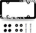Black White Cherry Blossoms License Plate Frame Floral Flowers License Plate Stainless Steel Parts Colorful License Plate Decorative with Screws Size 12.3" x 6.3" Men Women