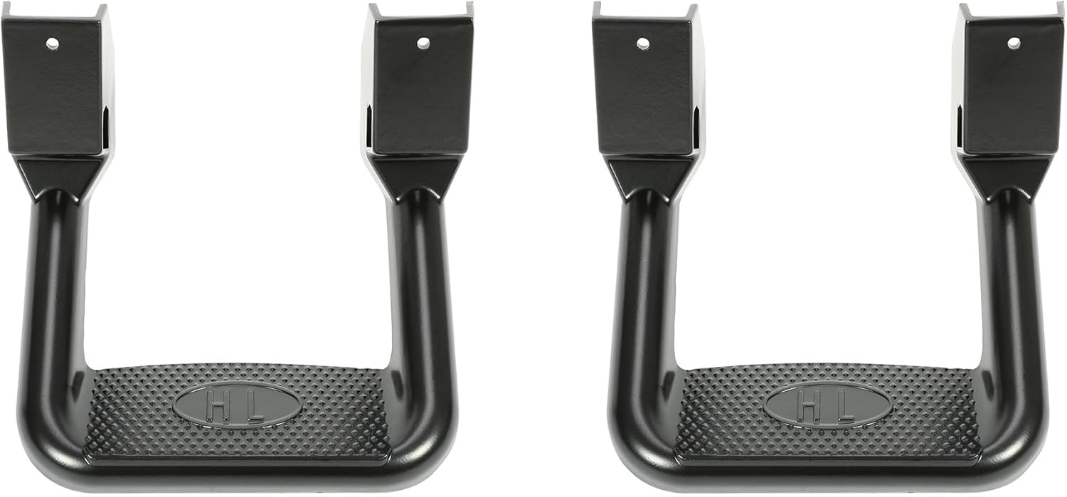Kojem 2 Pcs Universal Side Step Compatible with 1967-2020 Chevy Chevrolet GMC Ford Isuzu Mitsubishi Dodge Jeep Nissan Toyota Mazda Side Hoop Step Electrophoresis Black Aluminum