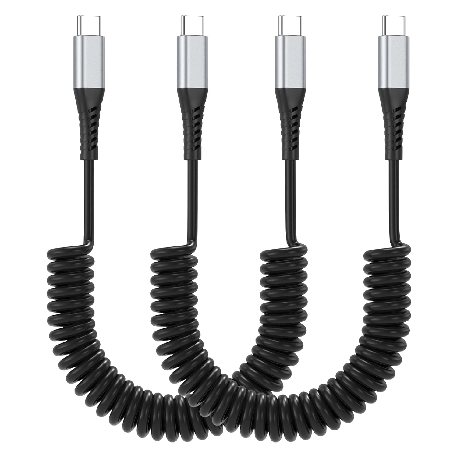 Coiled USB C to USB C Cable, 2 Pack Retractable USB Type C Charging Cable 60W USB C to C Coiled Cord for iPhone 16 15 Pro, Samsung Galaxy S25 S24 Ultra / A16, Moto G, Google Pixel, iPad Air 4
