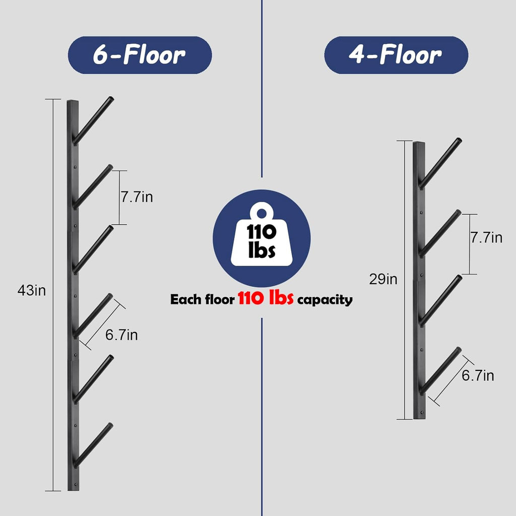 Skateboard Rack Wall Mount – Skateboard Wall Hanger, Snowboard Display Wall Mount, Ski Holder | 4-Floor Skateboard & Ski & Snowboard Storage Rack | Snowboard & Ski Lover Gifts