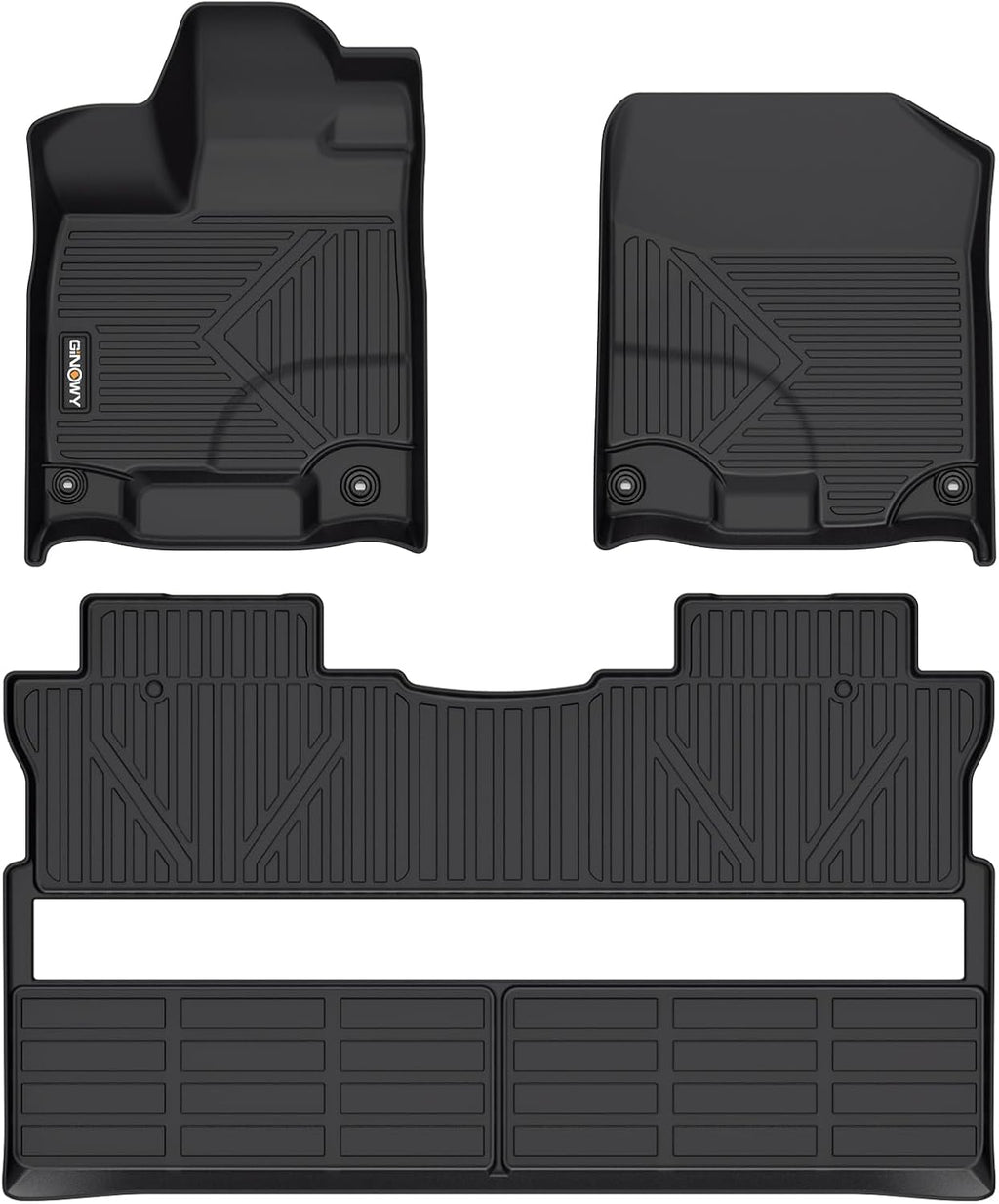 GINOWY-Floor Mats for Honda Ridgeline 2017-2023 2024 2025, TPE All Weather Protection Car Mats Custom Fit Ridgeline 2024 Floor Liners Anti-Slip Waterproof Automotive Accessories Black