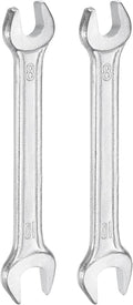 HARFINGTON 2pcs Double Open End Wrench 8mm x 10mm Metric 15 Degree Offset Angle Small Flat Head Wrench Galvanizing Open Ended Spanner for Automotive Repair Furniture Assembly