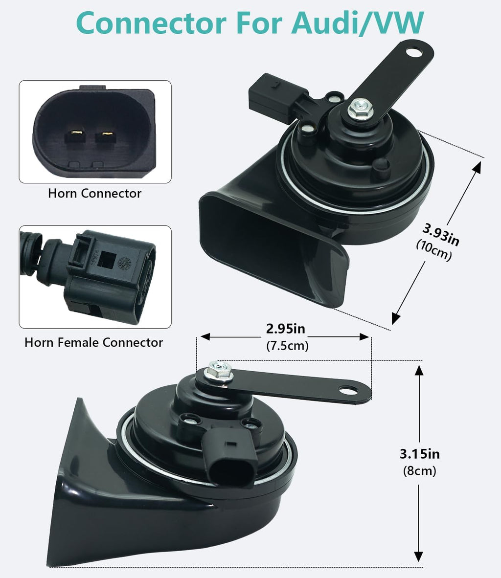 Car Horn Kit for Audi/Volkswagen, 12V Loud Waterproof Auto Horn, High Low Dual Tone 126 Decibel, Replacement for Audi/VW