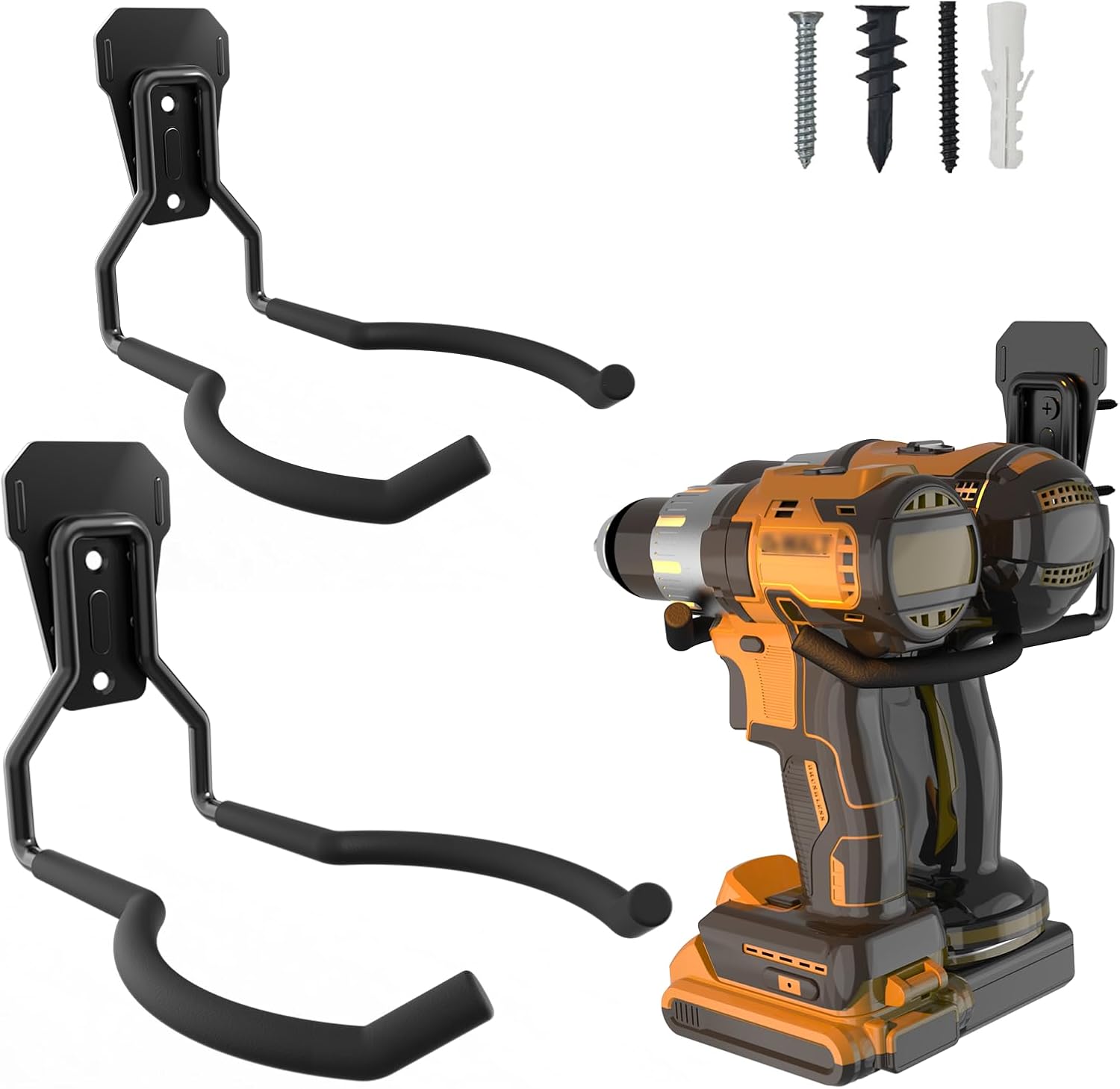 Garden Power Tools Hook 2-Pack Garage Storage Heavy Duty Wall Mount Hanger Organizer for Weed Trimmer Drill Holder