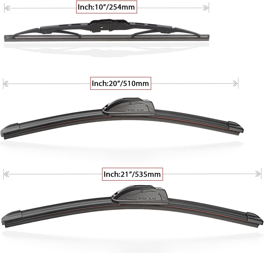 Windshield Wiper Blades Replacement for Honda CRV CR-V 2002 2003 2004 2005 2006 Original Factory Quality Front Rear Wipers Blade Set for My Car - 21" 20" 10" (Pack of 3)