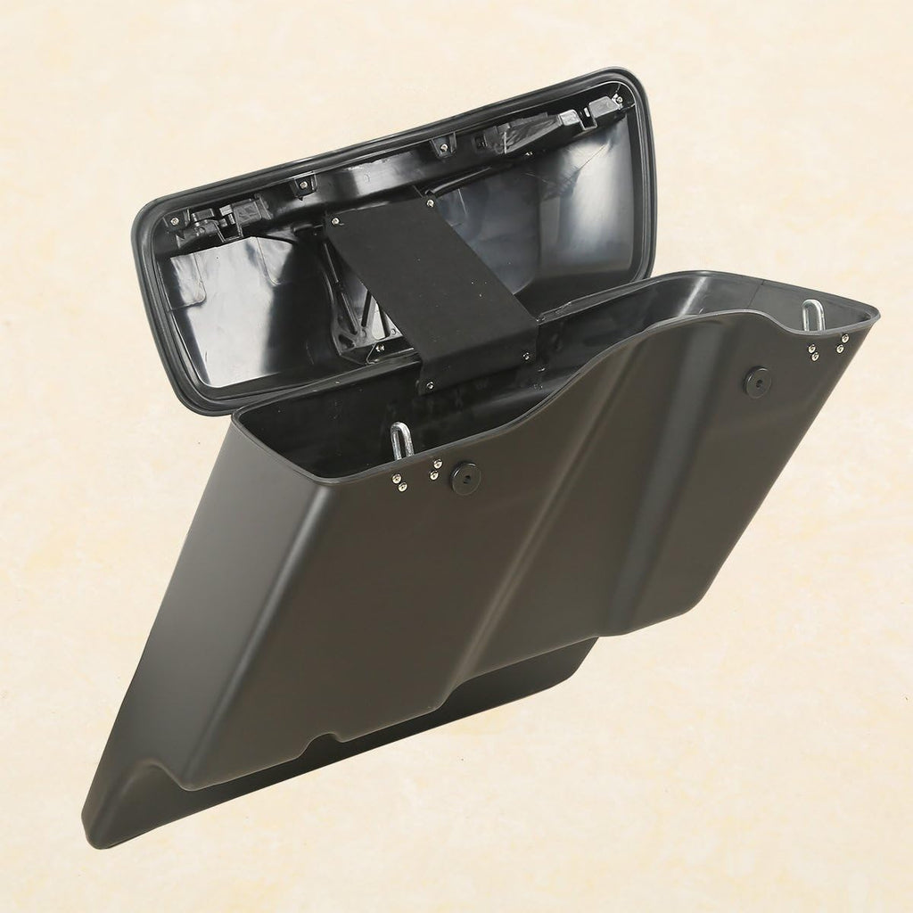 XFMT Matte Black 5" Stretched Extended Saddlebags Hard Saddle Bags W/Chrome Conversion Bracket For Harley Softail Heritage Deluxe 1984-2017