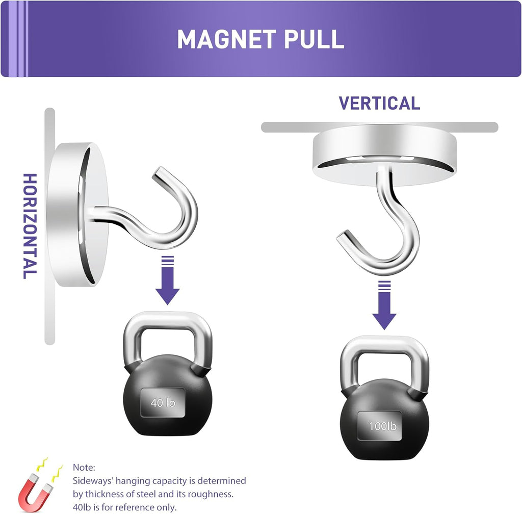 Neosmuk Magnetic Hooks, Cruise Ship Essentials, 100lb+ Heavy Duty Magnetic Hooks for Cruise Cabins, Refrigerator, Grill, Hanging, and Travel | Extra Strong Must-Haves Magnet Hook,Gold