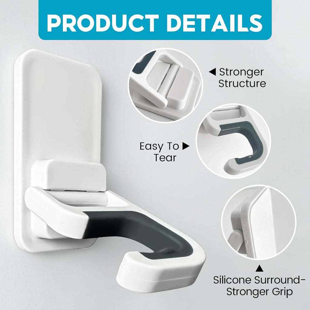Broom Holder Wall Mount, 6 Pack Broom and Mop Organizer Wall Hanging Self Adhesive, No Drilling, Anti-Slip Broom and Mop Hanger Wall Mount Cleaning Ideal for Bathroom, Kitchen, Garden, Garage
