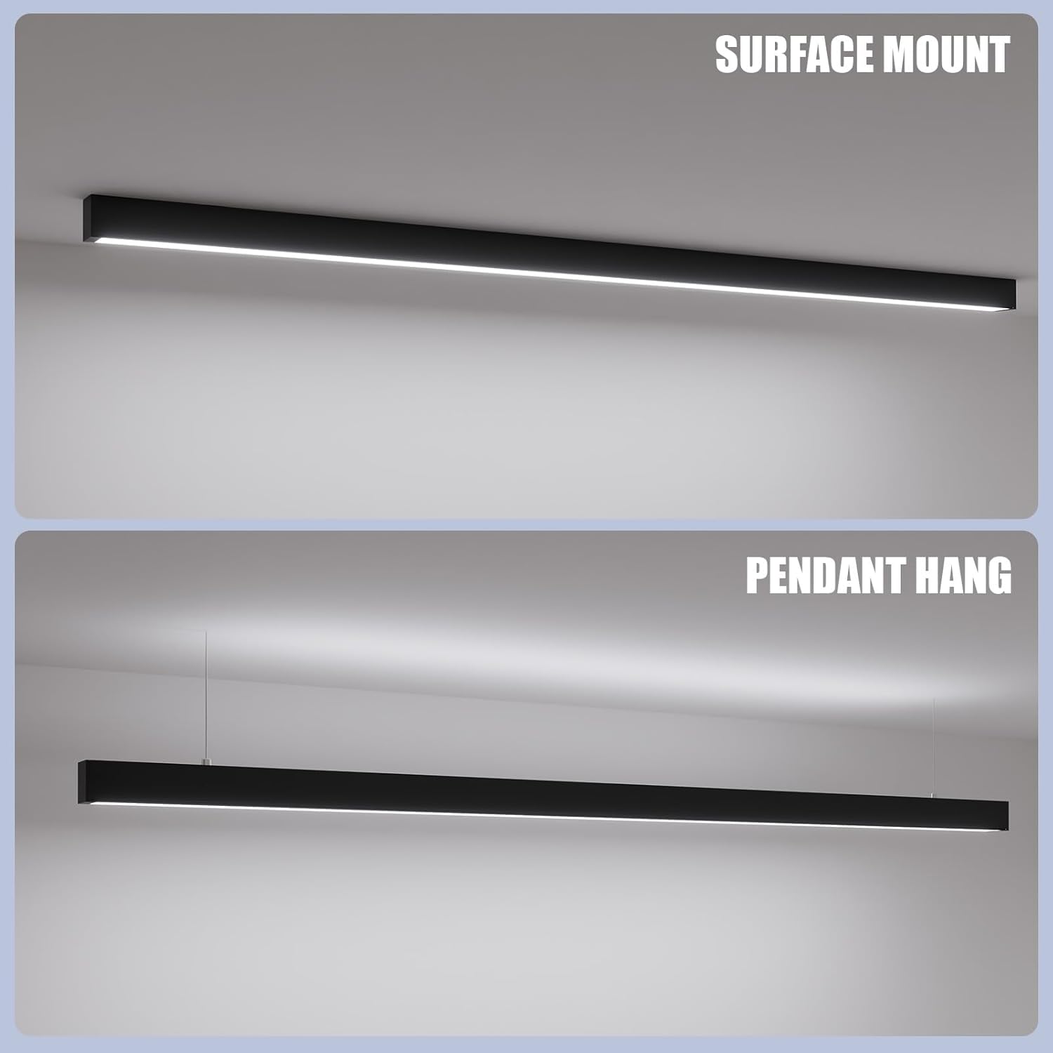 8FT LED Linear Light,100/90/80/70/60W Up and Down Light, 3000/4000/5000K CCT,Commercial And Residential Linear Lights Fixture for Office,Pendant Lights for Home,Shop,Garage,Basement,School-2Pack