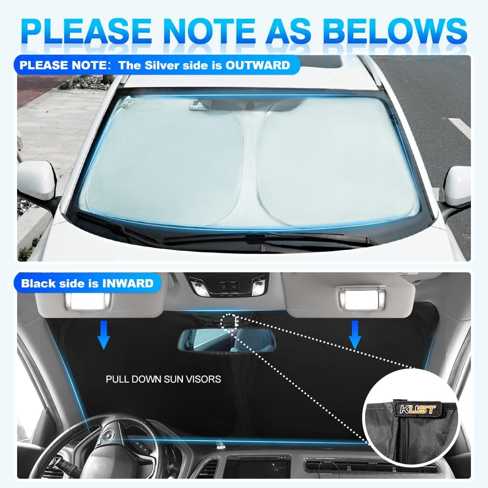 KUST Windshield Sun Shade for Mercedes-Benz GLE-Class 2012-2019(Not Fit for GLE Coupe) Custom Fit Sunshade Foldable Sun Visor Protector Blocks UV Rays Keep Your Car Cooler