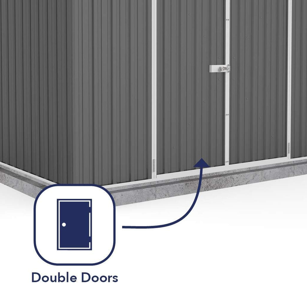 Premier Storage Sheds, 10'x7' Metal Garage, DIY Backyard Shed, Utility Tool Storage, Weather & Wind Resistant Aluminum Panels & Steel Frame, Maintenance-Free, 12 Year Warranty, Woodland Gray