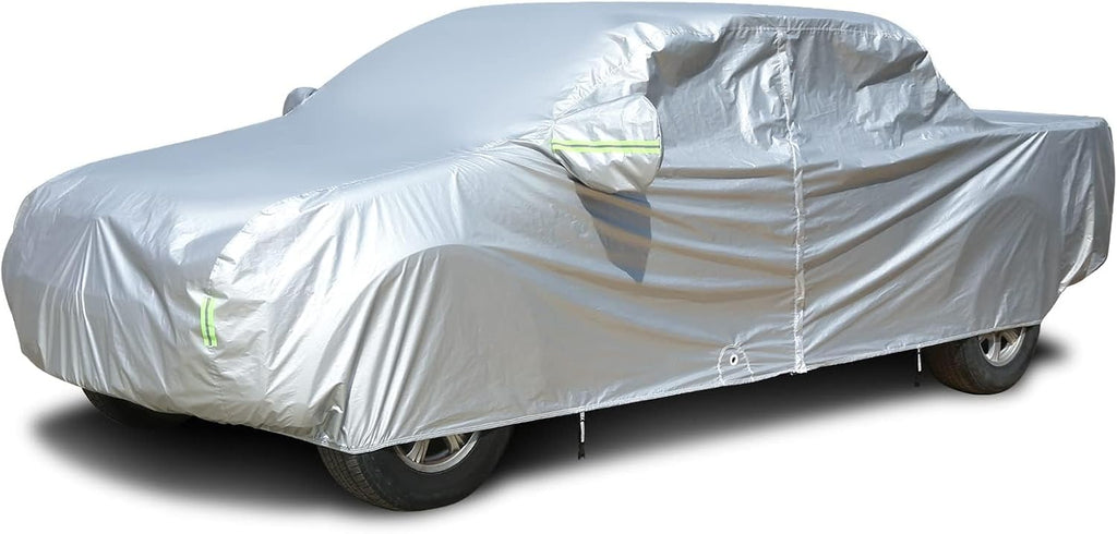 Tecoom Truck Cover Waterproof All Weather,Breathable Light Shell Full Exterior Covers with Door Zipper/Lock,Waterproof UV Dust Protection Truck Covers Universal Fit Chevy Silverado(Length Up to 252")